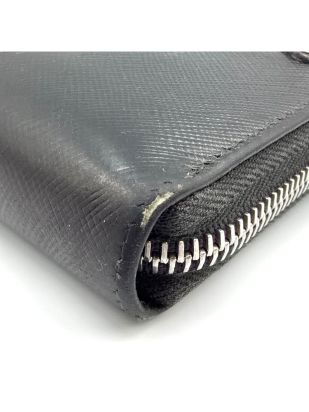 Prada Zip Around Leather Black Wallet Silver - Picture 11 of 14
